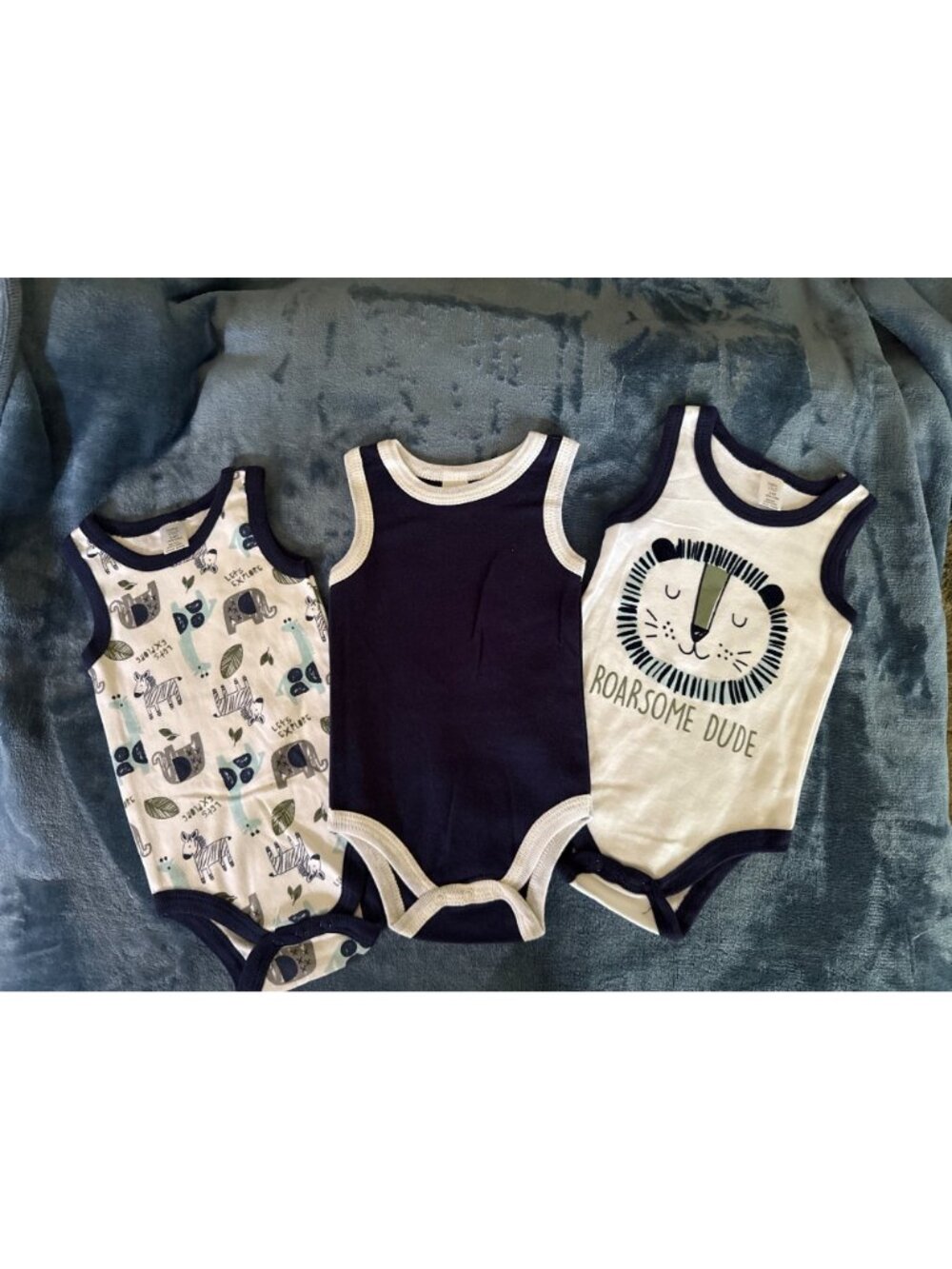 Baby Kiss Boys 3Pk Sleeveless Bodysuits - Roarsome Dude 3-6 Months Cotton Blend